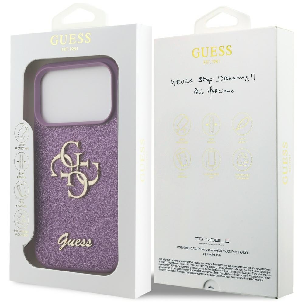 Etui Guess Fixed Glitter Big 4G do iPhone 17 Pro liliowy